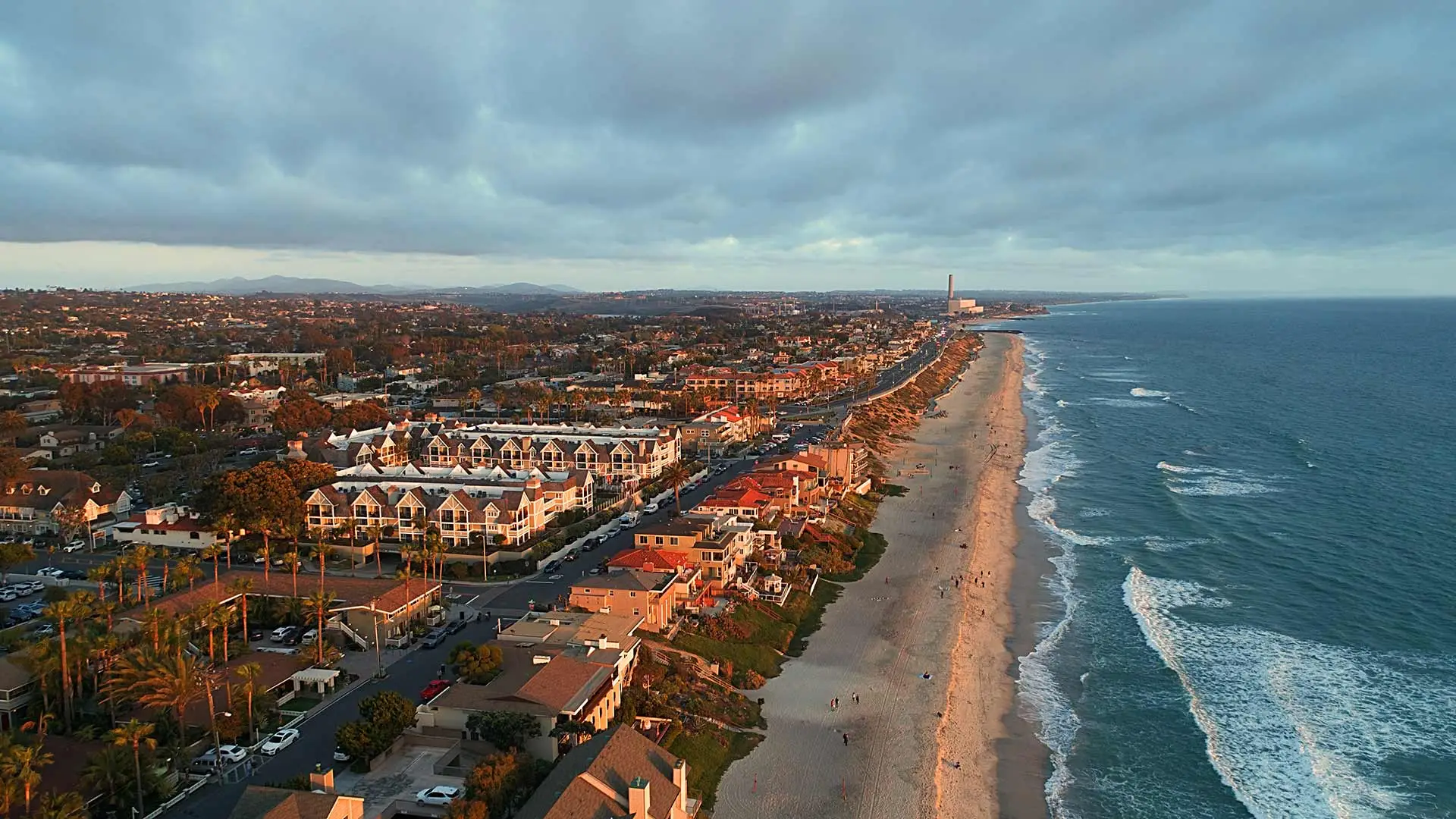 Aerial view of the Carlsbad, California coastline.