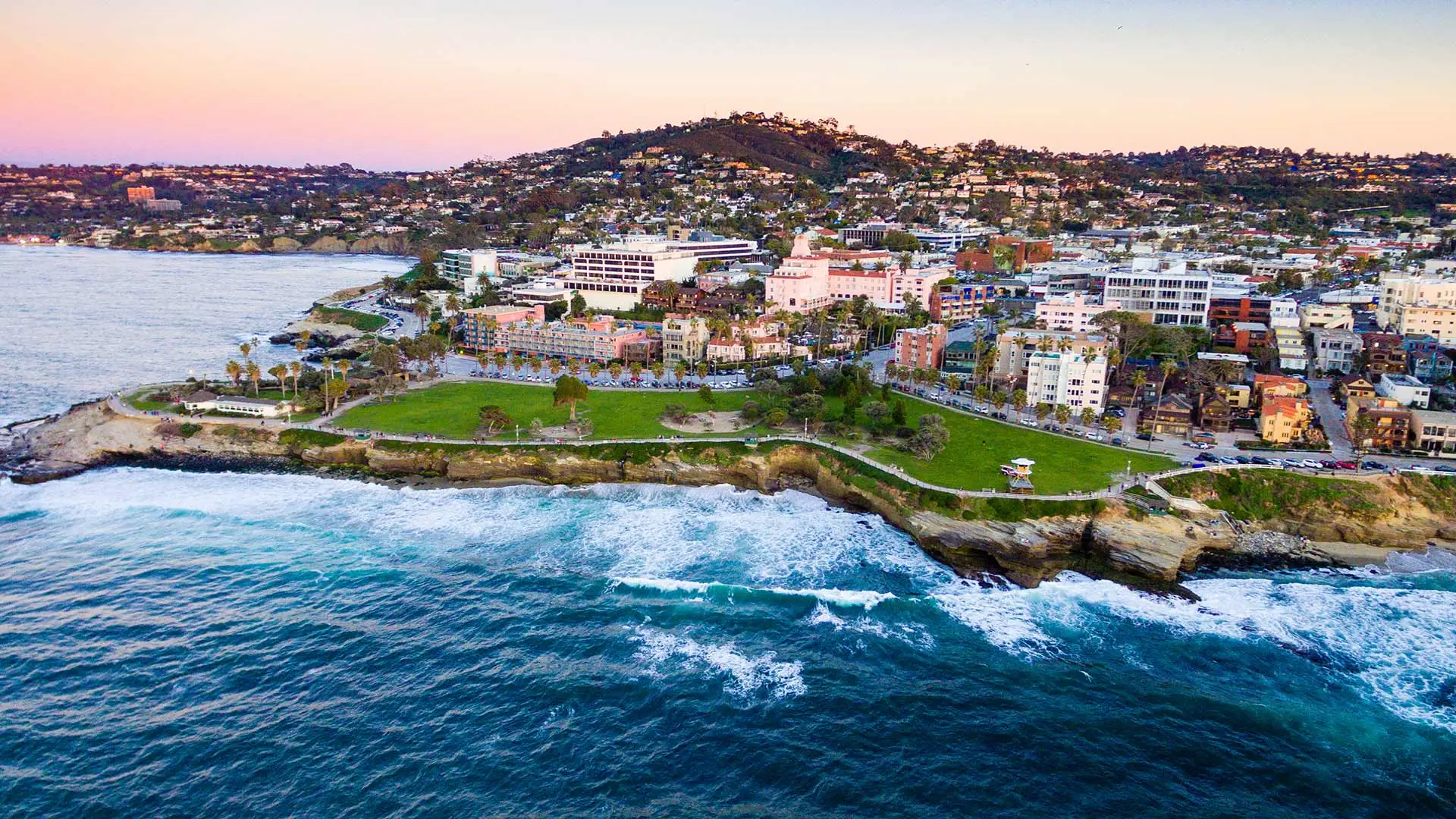 Coastline aerial shot of La Jolla, California.