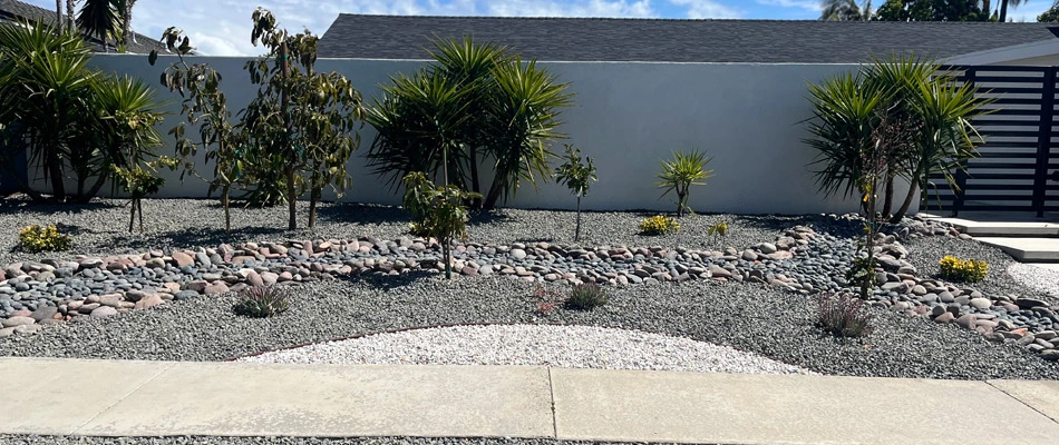 Rock installed with drainage solution in Orange County, CA.